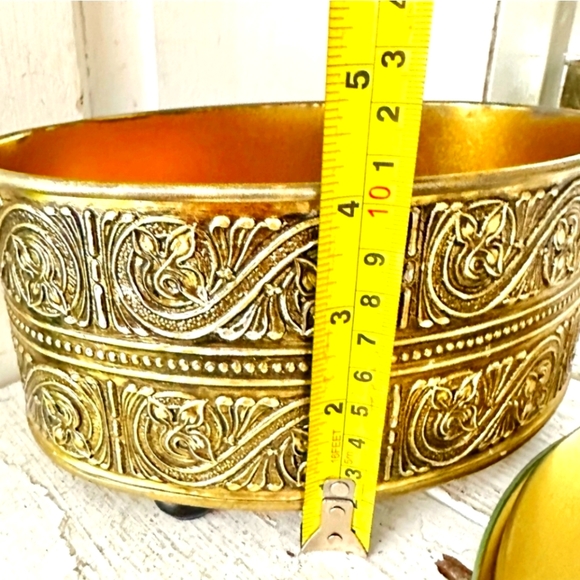 Vintage Guildcraft Oval Tin Golden & Moss green Storage Box - Picture 12 of 12